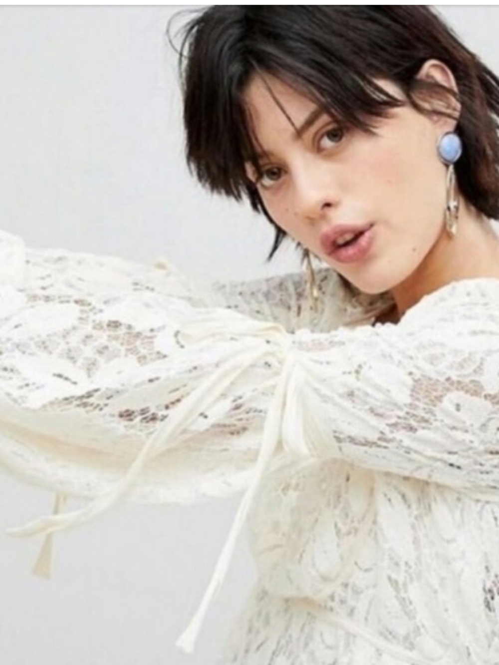 NWT Free People Ruby Lace Mini Dress in cream/ivory S - Picture 3 of 15